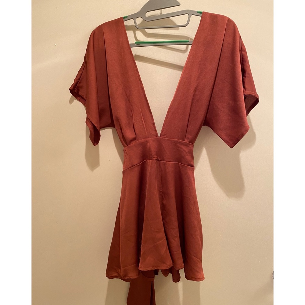 Coral Deep Plunge Romper